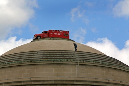 Firetruck Atop The School’s 150-foot High Great Dome