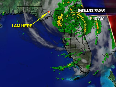 Florida radar of Tropical Storm Fay as of 1:40am August 22, 2008