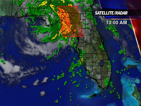 Florida radar of Tropical Storm Fay as of 10:00am August 23, 2008