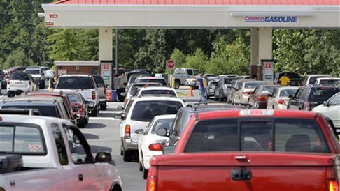 Long lines for fuel occurring across the United States